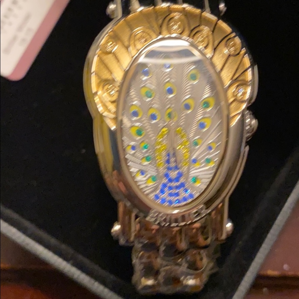 Peacock watch swiss genuine blue sapphires
